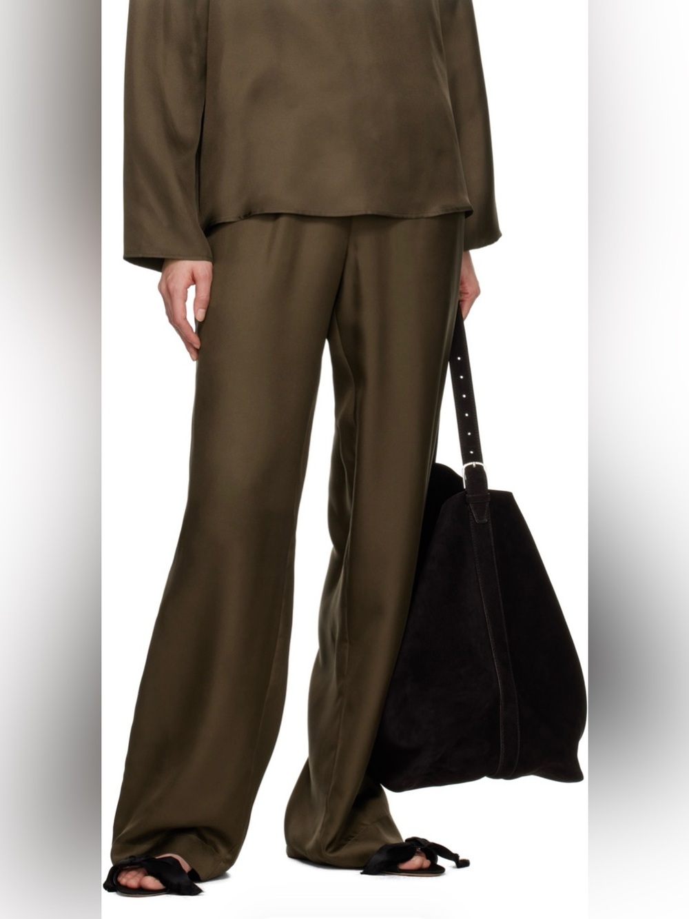 BNWT Loulou Studio Wide-Leg Satin Trousers